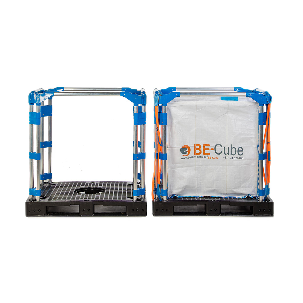 BE-Cube pallet box 3201 with discharge hole in pallet