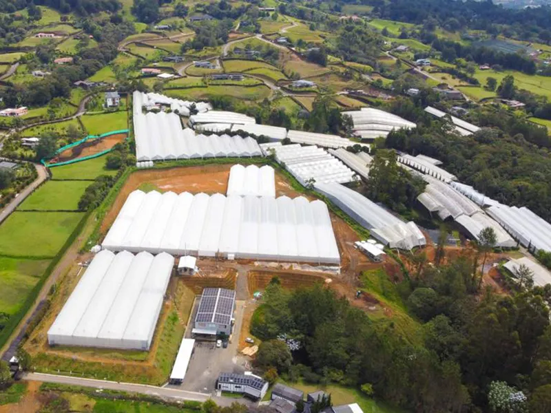 Foto van bovenaf van de locatie Deliflor Americas in Colombia